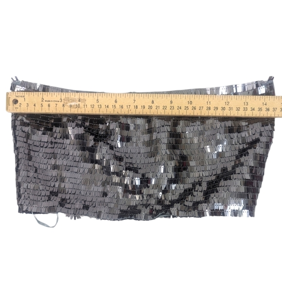 Revolve Superdown Lila Fringe Sequin Set Mini Skirt Crop Top Womens Small Silver - Picture 6 of 14